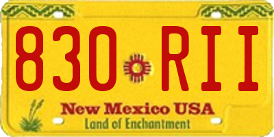 NM license plate 830RII