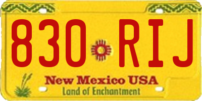 NM license plate 830RIJ