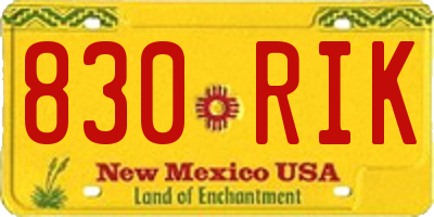 NM license plate 830RIK
