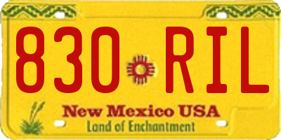 NM license plate 830RIL