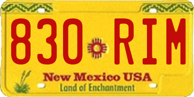 NM license plate 830RIM