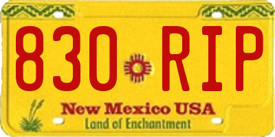 NM license plate 830RIP