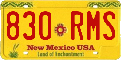 NM license plate 830RMS