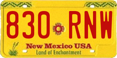 NM license plate 830RNW