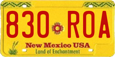 NM license plate 830ROA