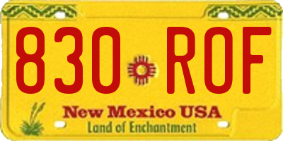 NM license plate 830ROF