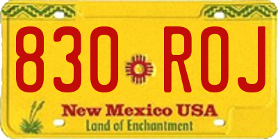 NM license plate 830ROJ