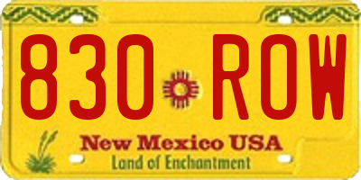 NM license plate 830ROW