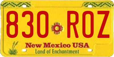 NM license plate 830ROZ