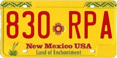 NM license plate 830RPA