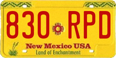NM license plate 830RPD