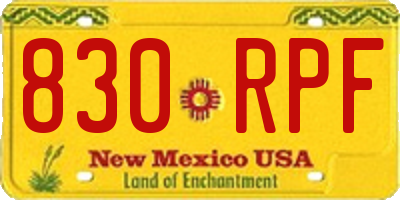 NM license plate 830RPF