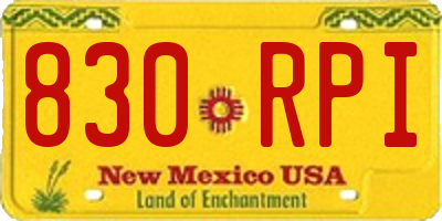 NM license plate 830RPI