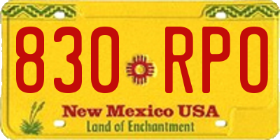 NM license plate 830RPO
