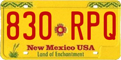 NM license plate 830RPQ