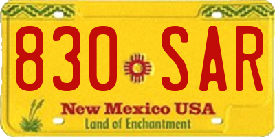 NM license plate 830SAR