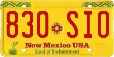 NM license plate 830SIO