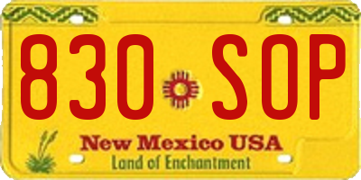 NM license plate 830SOP