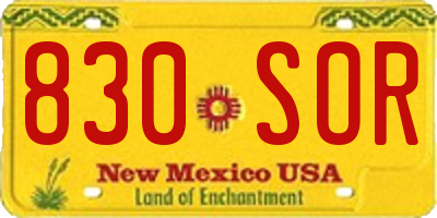 NM license plate 830SOR