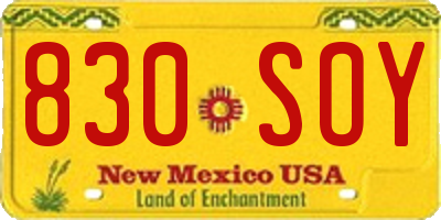 NM license plate 830SOY
