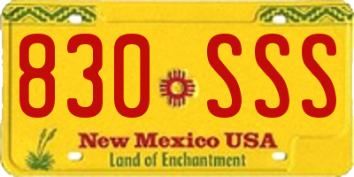 NM license plate 830SSS