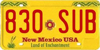 NM license plate 830SUB