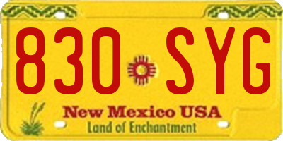 NM license plate 830SYG