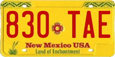 NM license plate 830TAE