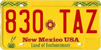 NM license plate 830TAZ