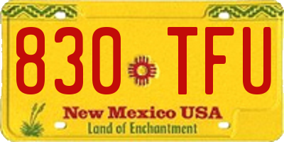 NM license plate 830TFU