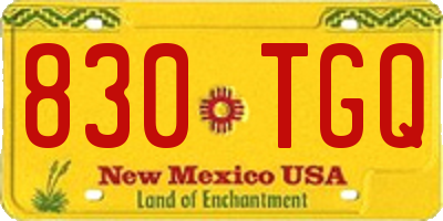 NM license plate 830TGQ