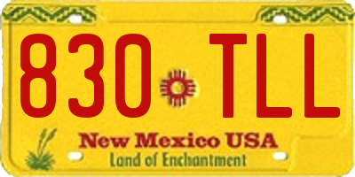 NM license plate 830TLL