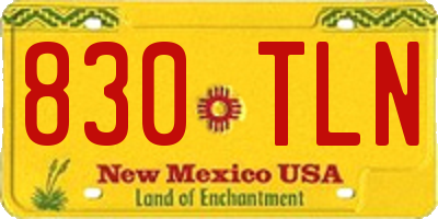 NM license plate 830TLN