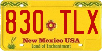 NM license plate 830TLX