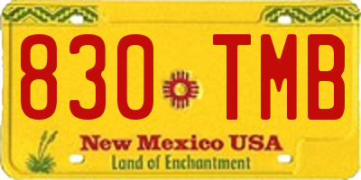 NM license plate 830TMB