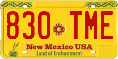 NM license plate 830TME