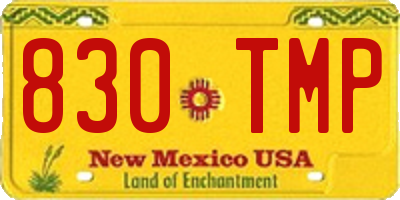 NM license plate 830TMP