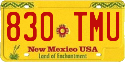 NM license plate 830TMU