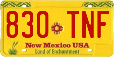 NM license plate 830TNF
