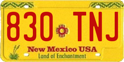 NM license plate 830TNJ