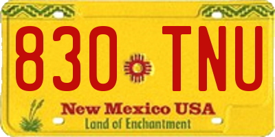 NM license plate 830TNU