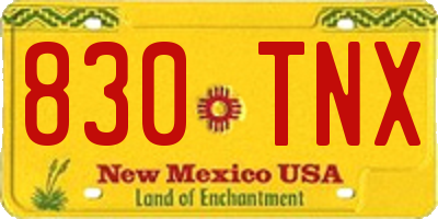 NM license plate 830TNX