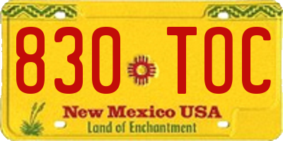 NM license plate 830TOC