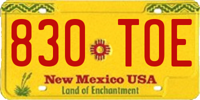 NM license plate 830TOE