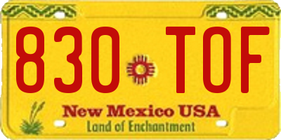 NM license plate 830TOF