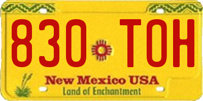 NM license plate 830TOH