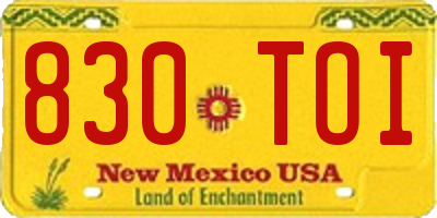 NM license plate 830TOI