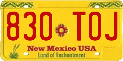 NM license plate 830TOJ