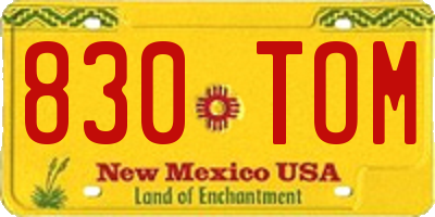 NM license plate 830TOM