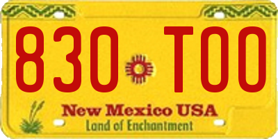 NM license plate 830TOO